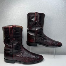 Vintage Lucchese L8284 Black Cherry Smooth Ostrich Cowboy Western Boots 12D fair picture