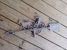 VINTAGE CAST Aluminum HORSE & BUGGY CARRIAGE Weathervane  30