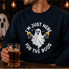 I'm Just Here for the Boos Unisex Crewneck Sweatshirt | Funny Halloween Ghost Be picture
