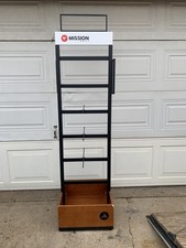 RETAIL STORE FIXTURE  DISPLAY RACK TWO SIDED W/ ADJUSTABLE HOOKS WOODEN BASE NIB picture