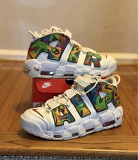 Nike Air More Uptempo Peace, Love, Swoosh Size 10 White Multicolor DM8150-100 picture