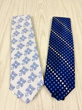 Vintage 2 Wemlon by Wembley  Polyester Ties Navy Blue White Geometric picture