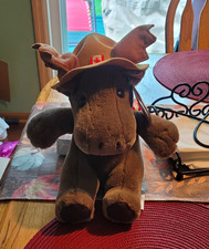 Purr-fection by MJC Moose Plush Stuffed Animal Brown Small 6-14 in 1988 w/ Tags picture
