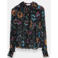 Ulla Johnson Pippa floral-print coupé silk-blend crepon blouse sz 2 picture