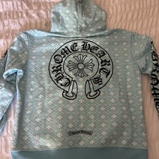 Chrome Hearts Blue Graphic Print Pullover Hoodie Drawstring Unisex Adults M picture