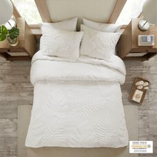 Madison Park Bahari 3 Piece Tufted Cotton Chenille Palm Duvet Cover Set picture