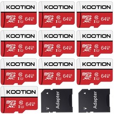 Kootion 10pcs 64GB U1 C10 Ultra Micro SDXC SD TF Card High Speed Memory Card Red picture