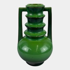 Roseville Futura Emerald Green 1928 Vintage Art Deco Pottery Ceramic Vase 389-8 picture