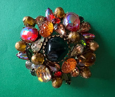 Beautiful 1950s/1960s Colorful Rhinestone Signed  KRAMER Brooch is Very Special picture