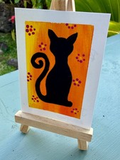 ACEO/ATC Original Acrylic Cat Mini Painting 