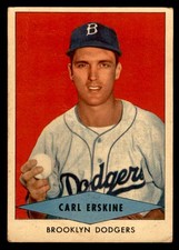 1954 RED HEART CARL ERSKINE DODGERS VG 567445 (KYCARDS) picture