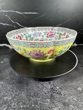 Vtg Scalloped Egg Shell Porcelain Chinese Bowl Dragons Flowers 3