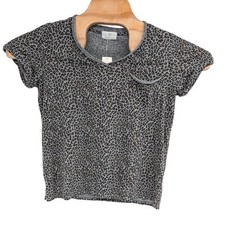 Anthropologie T. La Gray Animal Print Short Sleeve Classic V-neck Top sz. XS NWT picture