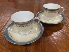 Vintage Noritake Occupied Japan Demitasse Cup & Saucer Set of Two, Blue & Gold picture