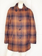 VINTAGE PENDLETON VIRGIN WOOL ORANGE MULTICOLOR PLAID QUILTED LINING  SIZE: L picture