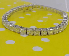 7' Inch Long Tennis Wedding Bracelet 7 CT Asscher Cut VVS1 Solid 14K White Gold picture