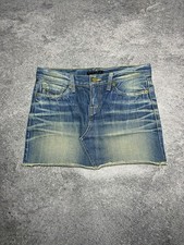 Vintage NIKISIX Denim Mini Skirt S Archive Distressed Y2K Grunge Raw Hem Korea picture