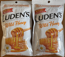 2 BAGS Ludens Luden's Wild Honey 30 Count EACH 60 PIECES TOTAL NEW SEALED picture