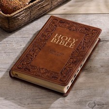 The Holy Bible Kings James Version Bible Thumb Indexed Red Letter / Brown  picture