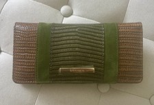 Brahmin Ady Samba Multitexture Slim Bifold Leather Wallet Brown Green picture