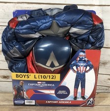 NEW Jazwares Marvel Captain America Costume Boys Large 10/12 Halloween Blue picture