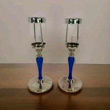 Vintage PartyLite Frosted Blue Stem Tealight Candle Holders-RETIRED RARE Price*  picture