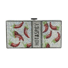 TIGERSTARS LUXE BLING HOT & SPICY SILVER RHINESTONE EVENING CLUTCH CASE BAG picture
