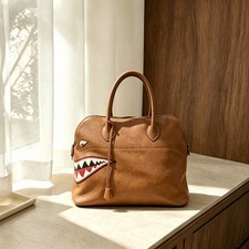 Auth Hermès Bolide 45 Limited Shark Togo Gold Leather Silver HW Zip Boston Bag picture