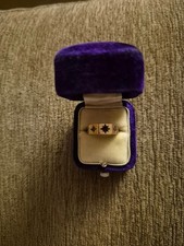Antique 10K Gold Gypsy Star Set Signet Ring Vintage D.J. Brown Oshawa Box picture