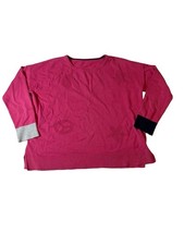 Lisa Todd Sweater Womens Pink Cotton Abstract Symbols Colorblock Cuffs Read picture