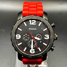 Fossil Nate JR1422 Black red Chronograph Men’s Watch 50mm picture