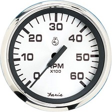 Faria Euro White 6000 RPM Inboard I/O Marine Tachometer Gauge 32904 picture