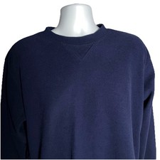 Vtg LL Bean V-Stitch Athletic Crewneck Sweatshirt L Navy Traditional Fit Medium picture
