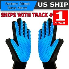 UPGRADED PAIR Pet Grooming Gloves Brush Dog Cat Fur Hair Removal Mitt Massage picture