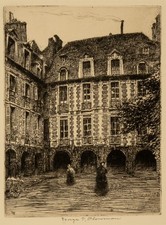 Antique Etching by G.T. Plowman (1869-1932) House of Victor Hugo, Paris picture