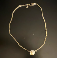 Vintage Monet Gold Tone Multi-Strand Necklace Pavé Rhinestone Disc Pendant picture