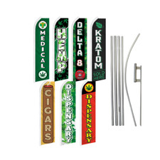 Medical MJ Dispensary Cigars Swooper Flutter Advertising Business Flag Pole Kits picture