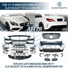 For 13-19 Mercedes Benz CLA-Class W117 Upgrade to CLA 45 Front Rear Bumper Kit picture