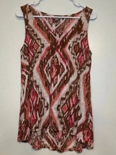 J.Jill 100% Linen Ikat Geometric Sleeveless Top Size S picture
