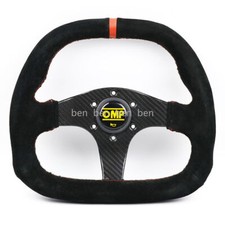 320mm OMP Carbon Fiber Spoke Genuine Suede Leather Flat Sport Steering Wheel #R picture