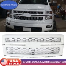 For 2014-15 Chevrolet Silverado 1500 Front Grille Honeycomb Summit White+Chrome picture