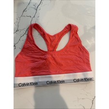 Calvin Klein Coral Racerback Bralette with White Logo Band picture