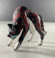 Mexican Oaxacan Cat Wood Carving Folk Art Hand Made By Gaudencio Ojeda Signed picture