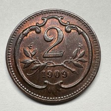 1909 Austria 2 Heller - Coin #D-086 picture