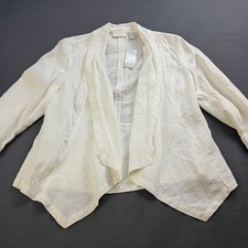 Chico's Womens Flyaway Francesca Jacket White Open Front Long Sleeve Sz M NWT picture