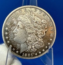 1901-O Morgan Silver Dollar - Beautiful Patina - AU Condition picture