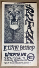 SANTANA ELVIN BISHOP 1970 FRESNO, CALIFORNIA BILL GRAHAM CONCERT POSTER -READ picture