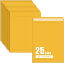 25 Pack Manilla Envelopes 9 x 12, Brown, Letter Size, Self-Seal Manila Large picture