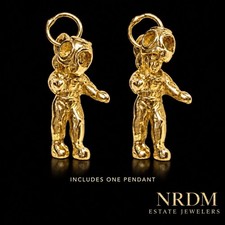 Vintage 14k Yellow Gold Scuba Sponge Dock Deep Sea Diver Moving Helmet Pendant picture