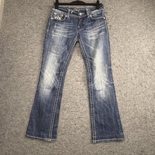 Miss Me Jeans Womens 29x32 Medium Wash Mid Rise Bootcut Embroidered Pocket Denim picture